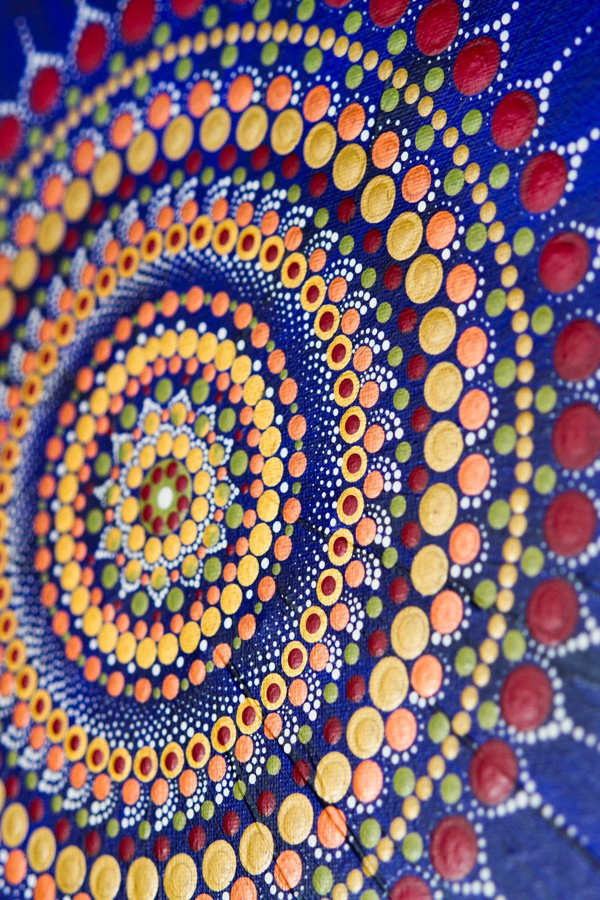 Dot Mandala meditation tool gold blue red white bronze green