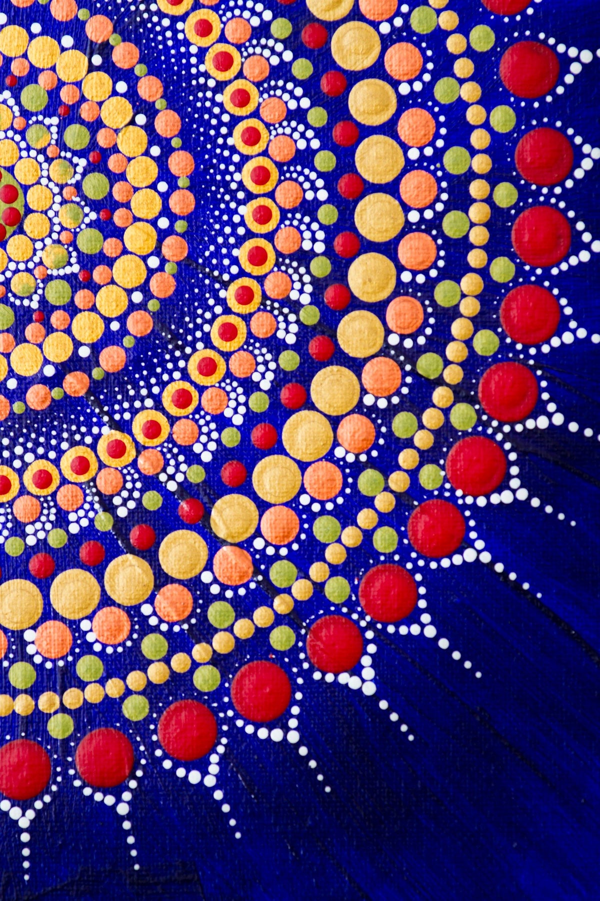 Dot Mandala meditation tool blue gold red white bronze green