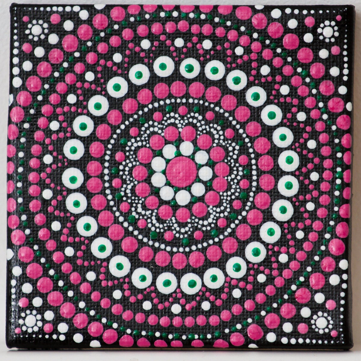 Mini mandala pink white green black