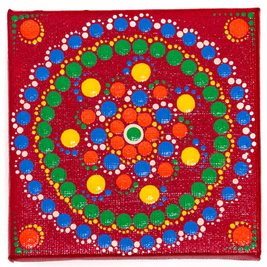 Colourful mini dot mandala red yellow green orange white