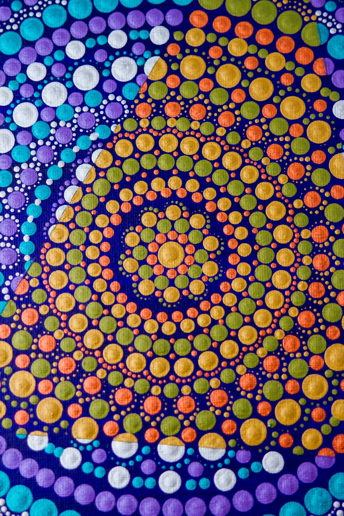 Modern dot Mandala gold bronze green silver purple blue turquoise