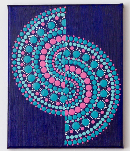 Modern dot mandala blue pink white turquoise