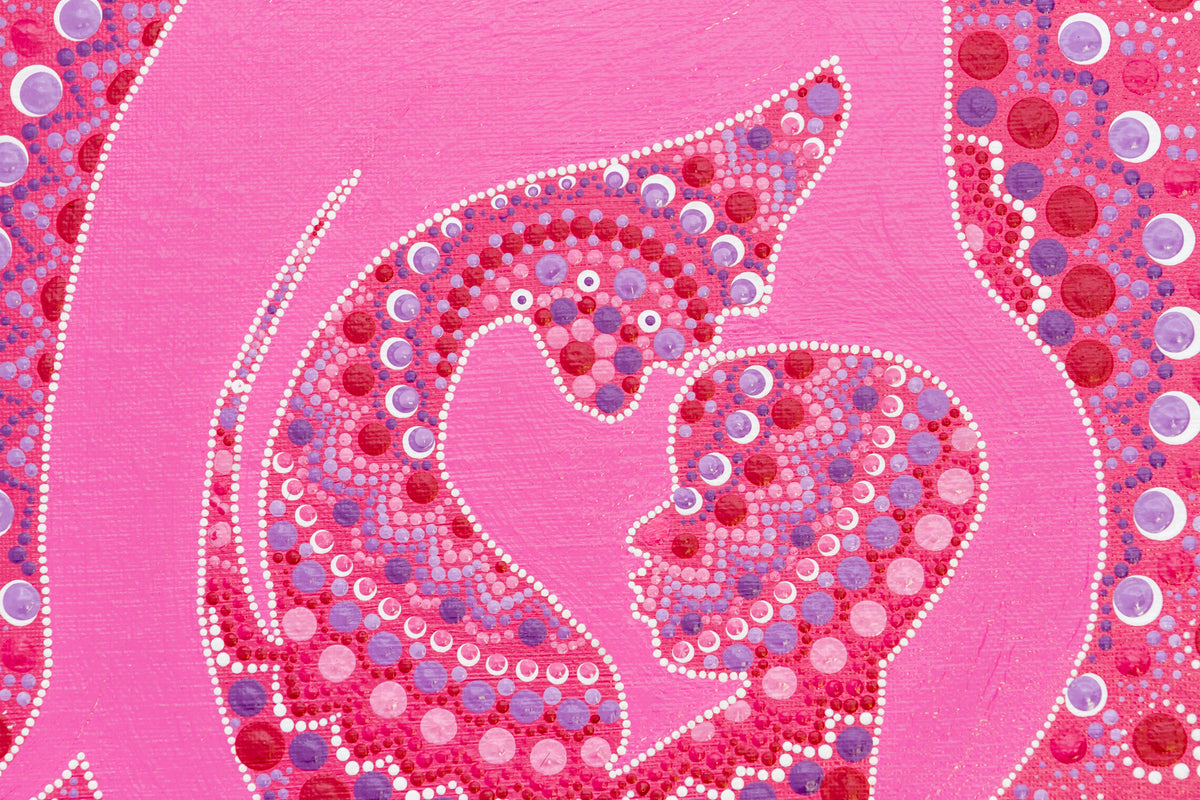 Mother and child dot Mandala pink red white purple