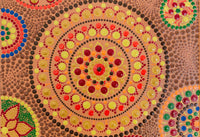 Dot Mandala detail, gold red yellow brown Mandala