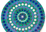 Round dot Mandala detail blue green red purple white 