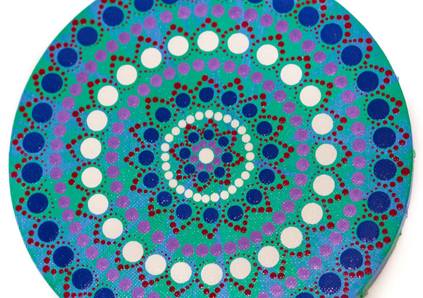 Dot Mandala Painting On Round Canvas
