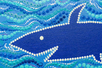 Sharks in the sea dot painting on canvas